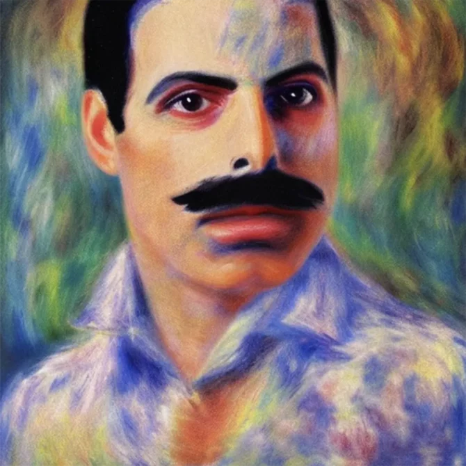 Freddie Mercury in the style of Pierre-Auguste Renoir     3